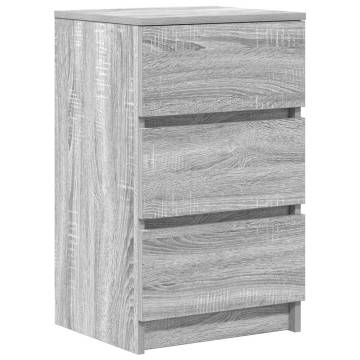 Stylish Grey Sonoma Bedside Cabinet with 3 Drawers - HipoMarket