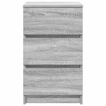 Stylish Grey Sonoma Bedside Cabinet with 3 Drawers - HipoMarket