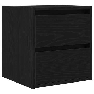 Wall-Mounted Bedside Cabinet Black Oak - Stylish & Functional