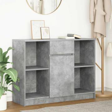 Stylish Concrete Grey Sideboard with Drawer - 101x35x76 cm