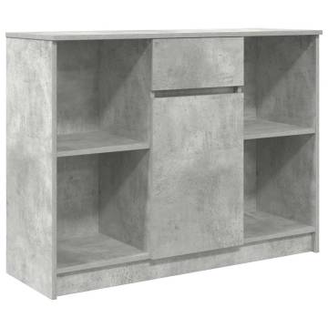 Stylish Concrete Grey Sideboard with Drawer - 101x35x76 cm