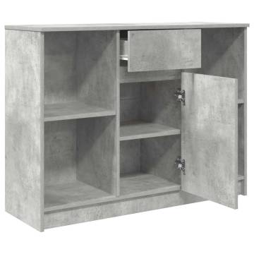 Stylish Concrete Grey Sideboard with Drawer - 101x35x76 cm