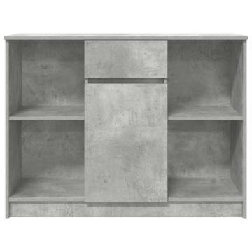 Stylish Concrete Grey Sideboard with Drawer - 101x35x76 cm