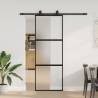  Sliding Door with Hardware Set Black 76x205 cm Tempered Glass Colour black and matt Size 76 x 205 cm (183 cm sliding rail) Quantity in Package 1 Model 3 horizontal bars 