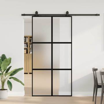 Stylish Black Sliding Door with Hardware Set - 102.5x205 cm