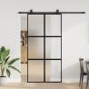  Sliding Door with Hardware Set Black 102.5x205 cm Tempered Glass Colour black and matt Size 102.5 x 205 cm (200 cm sliding rail) Quantity in Package 1 Model 4x2 grids 