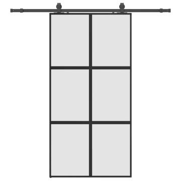 Stylish Black Sliding Door with Hardware Set - 102.5x205 cm