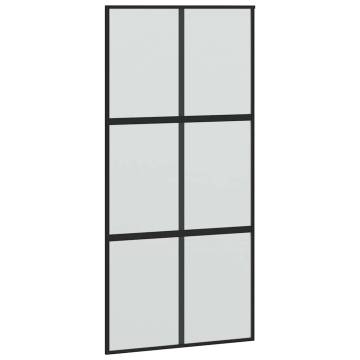 Stylish Black Sliding Door with Hardware Set - 102.5x205 cm