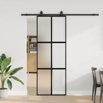 Stylish Black Sliding Door with Hardware Set - 76x205 cm