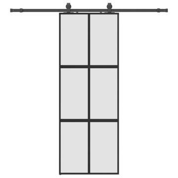 Stylish Black Sliding Door with Hardware Set - 76x205 cm