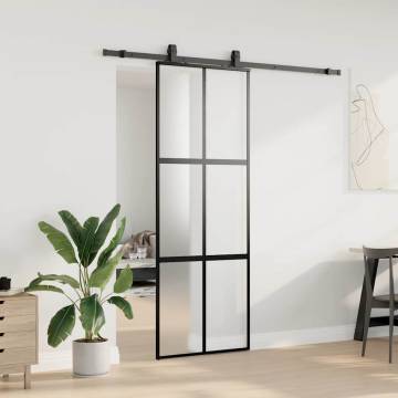 Stylish Black Sliding Door with Hardware Set - 76x205 cm