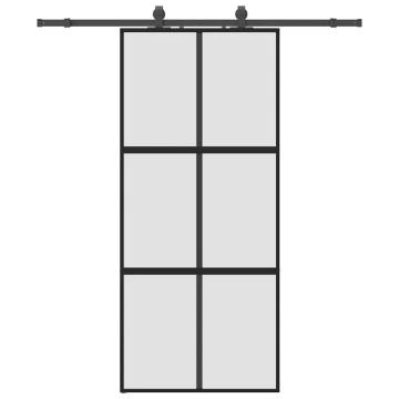 Stylish Sliding Door with Hardware Set - Black 90x205 cm