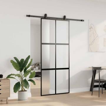 Stylish Sliding Door with Hardware Set - Black 90x205 cm