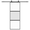 Sliding Door with Hardware Set Black - 76x205 cm Tempered Glass