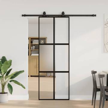 Stylish Black Sliding Door with Hardware Set | 76x205 cm