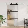  Sliding Door with Hardware Set Black 76x205 cm Tempered Glass Colour black, matt and transparent Size 76 x 205 cm (183 cm sliding rail) Quantity in Package 1 Model 4x2 grids 