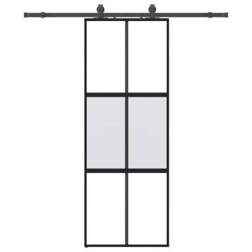 Stylish Black Sliding Door with Hardware Set | 76x205 cm