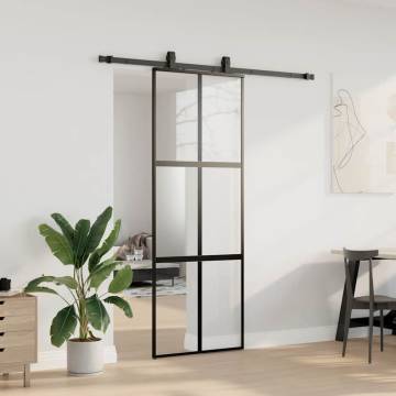 Stylish Black Sliding Door with Hardware Set | 76x205 cm