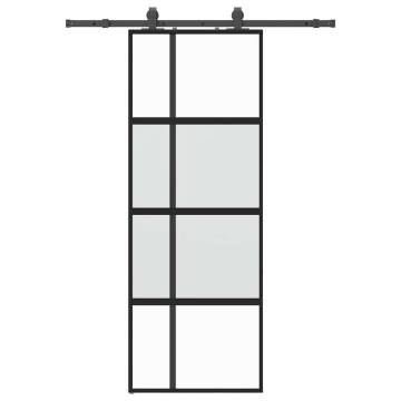 Stylish Sliding Door with Hardware Set - Black 76x205 cm