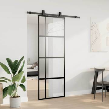 Stylish Sliding Door with Hardware Set - Black 76x205 cm