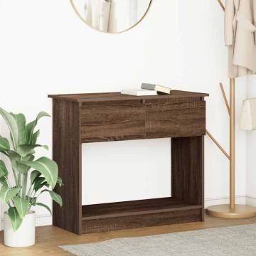 Brown Oak Console Table with Drawers - Modern & Practical