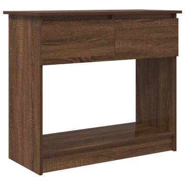 Brown Oak Console Table with Drawers - Modern & Practical