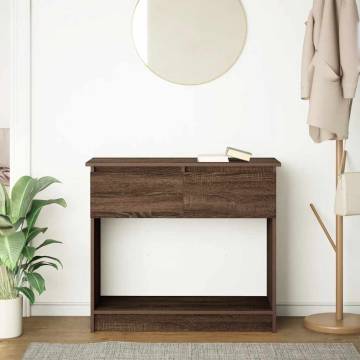 Brown Oak Console Table with Drawers - Modern & Practical