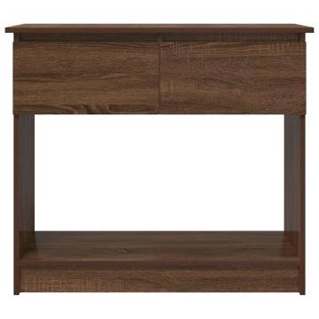 Brown Oak Console Table with Drawers - Modern & Practical