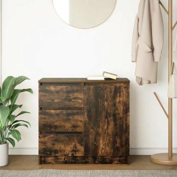 Stylish Smoked Oak Sideboard with Drawer - 71x35x65 cm