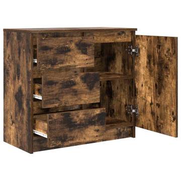 Stylish Smoked Oak Sideboard with Drawer - 71x35x65 cm