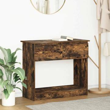 Console Table with Drawers - Smoked Oak, Modern Design