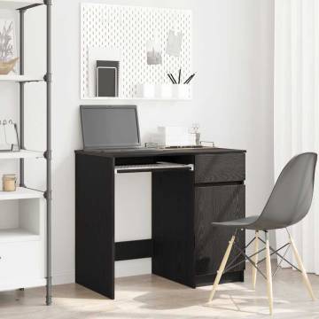 Black Oak Desk - Stylish Engineered Wood Storage Solutions