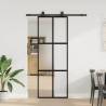  Sliding Door with Hardware Set Black 76x205 cm Tempered Glass Colour black, matt and transparent Size 76 x 205 cm (152,5 cm sliding rail) Quantity in Package 1 Model 4x2 grids 