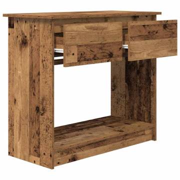 Stylish Old Wood Console Table with Drawers - 85.5x38.5 cm