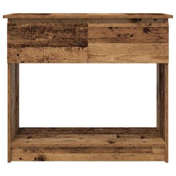 Stylish Old Wood Console Table with Drawers - 85.5x38.5 cm