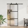  Sliding Door with Hardware Set Black 76x205 cm Tempered Glass Colour black, matt and transparent Size 76 x 205 cm (152,5 cm sliding rail) Quantity in Package 1 Model 3 horizontal bars 