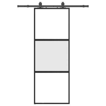 Stylish Sliding Door with Hardware Set - 76x205 cm Black Glass