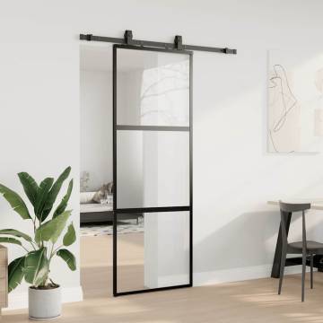 Stylish Sliding Door with Hardware Set - 76x205 cm Black Glass