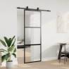 Stylish Sliding Door with Hardware Set - 76x205 cm Black Glass