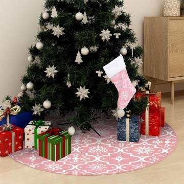 Luxury Pink Christmas Tree Skirt with Sock - 90 cm Fabric