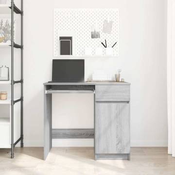 Desk Grey Sonoma - 86x49x76 cm Engineered Wood | HipoMarket