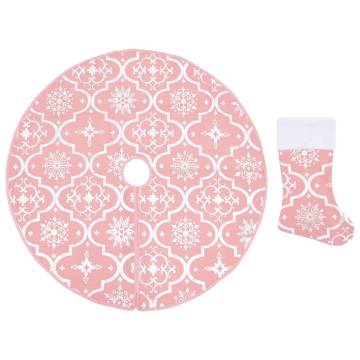 Luxury Pink Christmas Tree Skirt with Sock - 90 cm Fabric