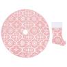 Luxury Pink Christmas Tree Skirt with Sock - 90 cm Fabric