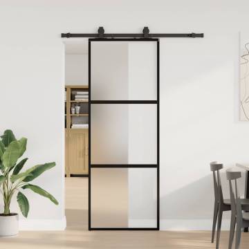 Stylish Sliding Door with Hardware Set Black 76x205 cm