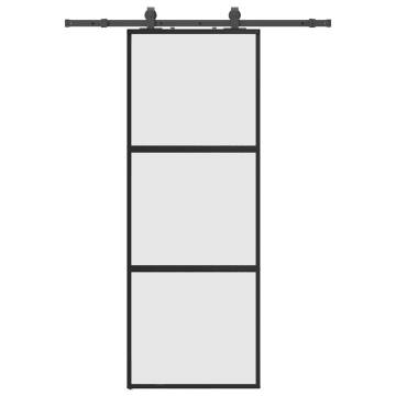 Stylish Sliding Door with Hardware Set Black 76x205 cm