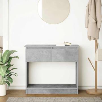 Modern Concrete Grey Console Table with Drawers - 85.5x38.5 cm