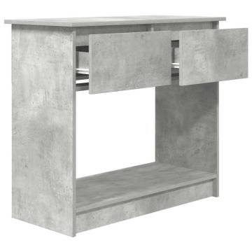 Modern Concrete Grey Console Table with Drawers - 85.5x38.5 cm