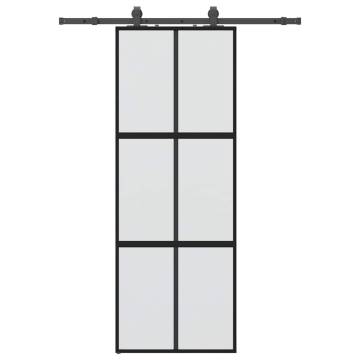 Stylish Black Sliding Door with Hardware Set | 76x205 cm