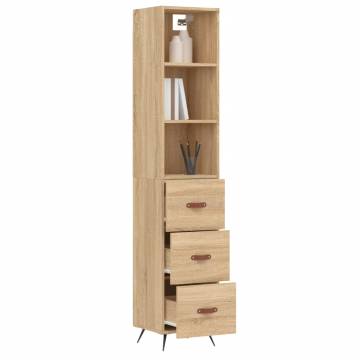 Elegant Highboard Sonoma Oak - 34.5x34x180 cm Engineered Wood