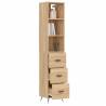 Elegant Highboard Sonoma Oak - 34.5x34x180 cm Engineered Wood